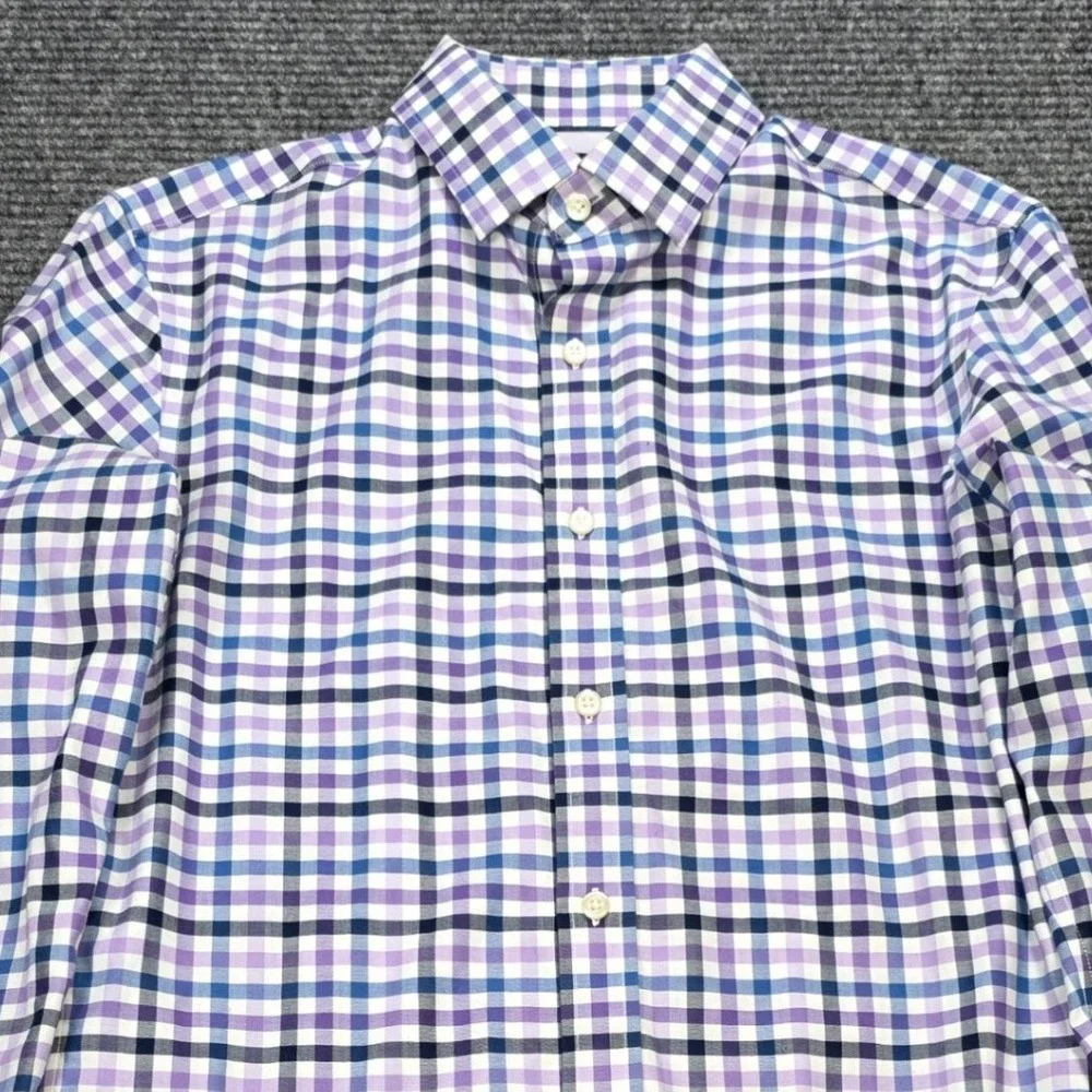 Banana Republic Non-Iron Tailored Slim Fit Shirt Men's Size S Purple Blue Plaid‎